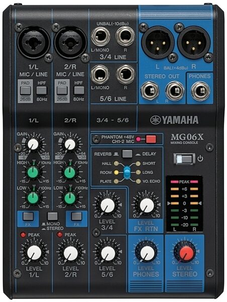 open zoom image for Yamaha MG06X 6-Channel Stereo Mixer with Effects, New, Main