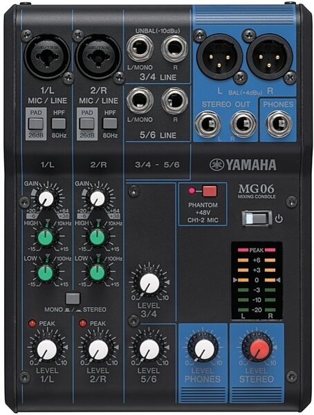 open zoom image for Yamaha MG06 Stereo Mixer, New, Main