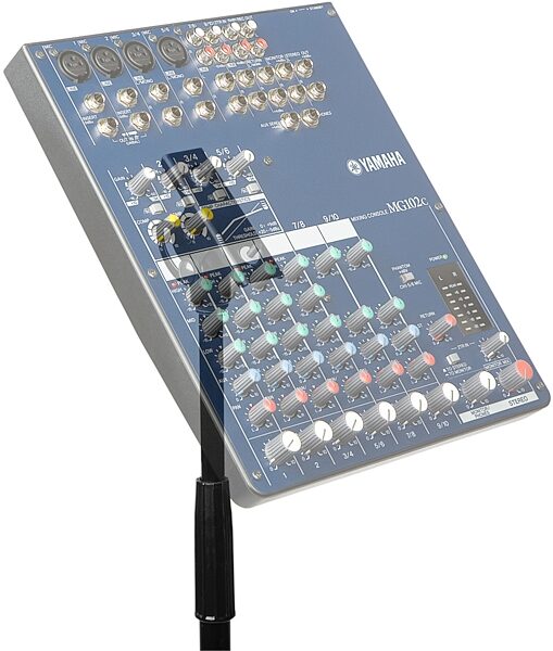 open zoom image for Yamaha MG102C Stereo Mixer, In Use, Transparent On Mic Stand