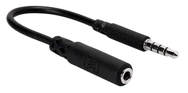 open zoom image for Hosa MHE-158 Headphone Adapter (3.5mm TRRS to Slim 3.5mm TRRS), New, Main