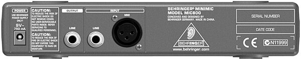 open zoom image for Behringer MIC800 MiniMIC Microphone Modeling Preamplifier, Rear