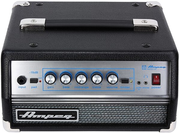 open zoom image for Ampeg MICRO-VR Bass Amplifier Head (200 Watts), Black, Front Slant