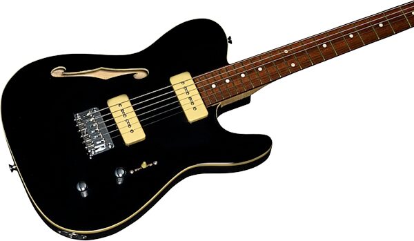 open zoom image for Michael Kelly Guitars 59 Thinline Electric Guitar, Gloss Black, Open Box (Very Good), Angle-Body
