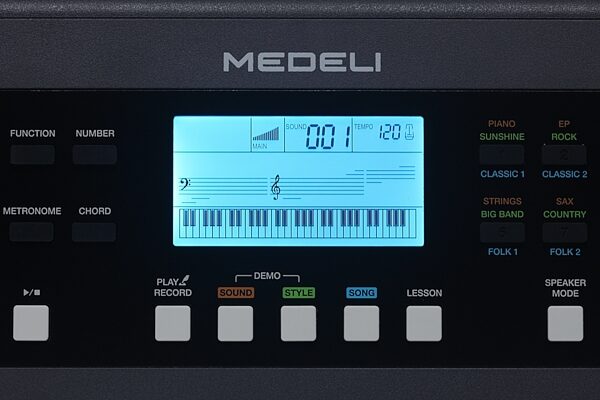 open zoom image for Medeli MK61 Portable Keyboard, Black, Action Position Back