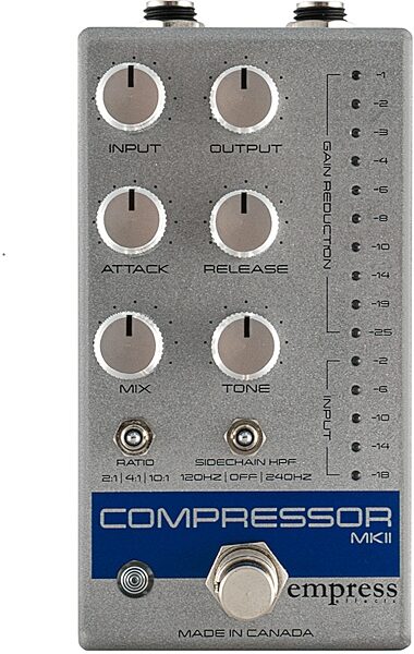 open zoom image for Empress Compressor MK2 Pedal, Silver, Action Position Back