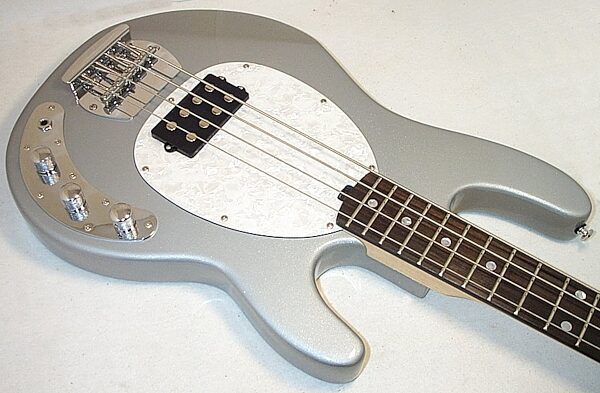 open zoom image for OLP MM2 4-String Electric Bass Guitar, Silver Body