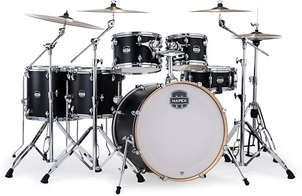 open zoom image for Mapex MM628SFU Mars Maple Studioease Drum Shell Kit, 6-Piece, Matte Black, Action Position Back