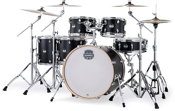 open zoom image for Mapex MM628SFU Mars Maple Studioease Drum Shell Kit, 6-Piece, Matte Black, Action Position Back