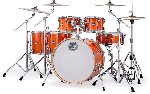 open zoom image for Mapex MM628SFU Mars Maple Studioease Drum Shell Kit, 6-Piece, Glossy Amber, Action Position Back
