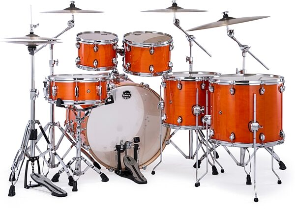 open zoom image for Mapex MM628SFU Mars Maple Studioease Drum Shell Kit, 6-Piece, Glossy Amber, Action Position Back