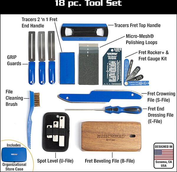 open zoom image for Music Nomad MN880 Premium Guitar Tech Fret Tool Set, New, Action Position Back