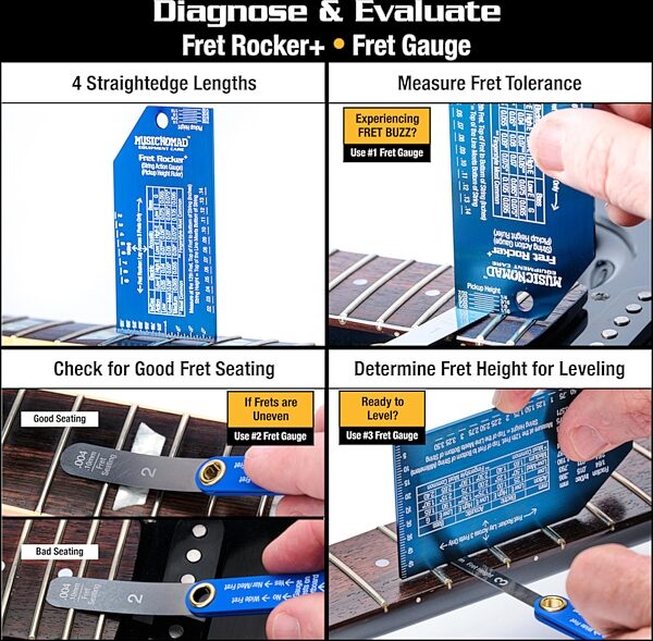 open zoom image for Music Nomad MN880 Premium Guitar Tech Fret Tool Set, New, Action Position Back