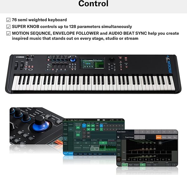 open zoom image for Yamaha MODX7 Plus Keyboard Synthesizer, 76-Key, Action Position Back