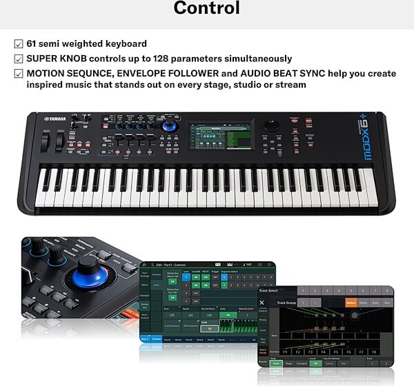 open zoom image for Yamaha MODX6 Plus Keyboard Synthesizer, 61-Key, Action Position Back