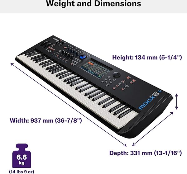 open zoom image for Yamaha MODX6 Plus Keyboard Synthesizer, 61-Key, Action Position Back