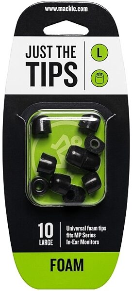 open zoom image for Mackie MP Series In-Ear Headphones Foam Tips, 10-Pack, Black, Large, Main