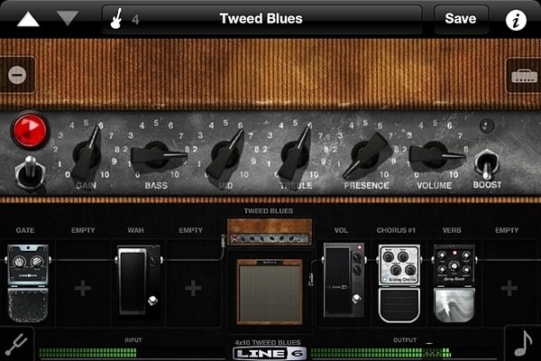 open zoom image for Line 6 Mobile In iOS Audio Interface for iPhone and iPad, Mobile POD Screenshot Tweed Blues