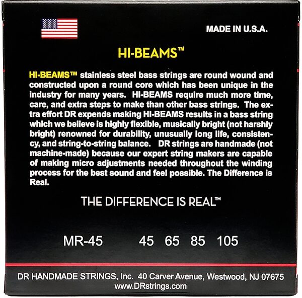 open zoom image for DR Strings Hi-Beam Electric Bass Strings, Medium, 45-105, view