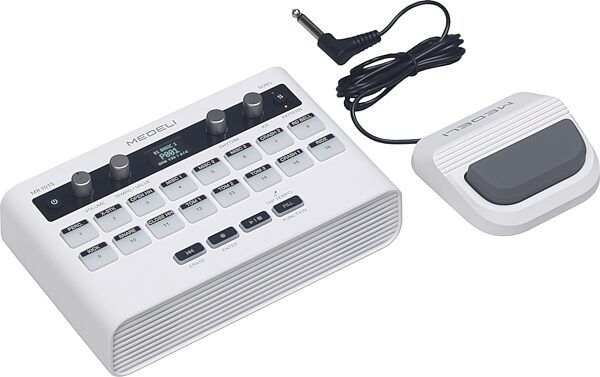 open zoom image for Medeli MR101S Portable Drum Machine, White, Action Position Back