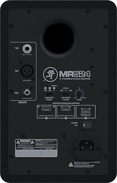 open zoom image for Mackie MR524 Powered Studio Monitor, Open Box (Like New), Rear