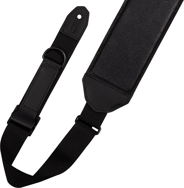 open zoom image for Levy's 3.5" Right Height Guitar/Bass Strap, Black and Tan, MRH4GF-BLK, Action Position Back