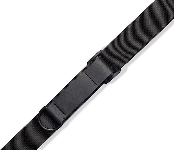open zoom image for Levy's 3.5" Right Height Padded Leather Guitar/Bass Strap, Black on Black, MRHGP-BLK, Detail Side