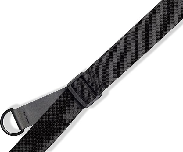 open zoom image for Levy's 3.5" Right Height Padded Leather Guitar/Bass Strap, Black on Black, MRHGP-BLK, Detail Side
