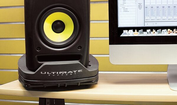 open zoom image for Ultimate Support MS80B Desktop Monitor Stands, In Use