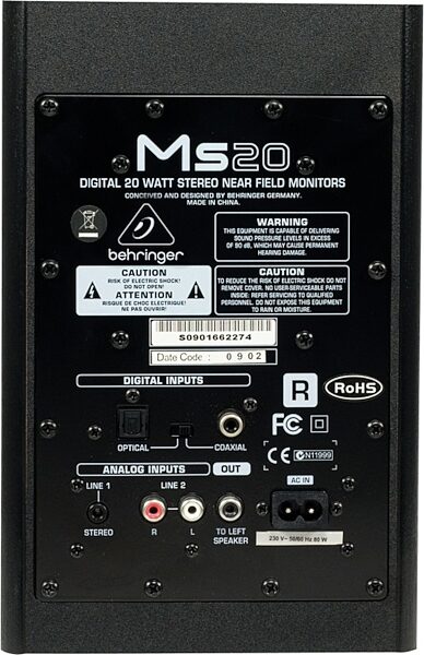 open zoom image for Behringer MS20 Digital Monitor Speakers (20 Watts), Rear