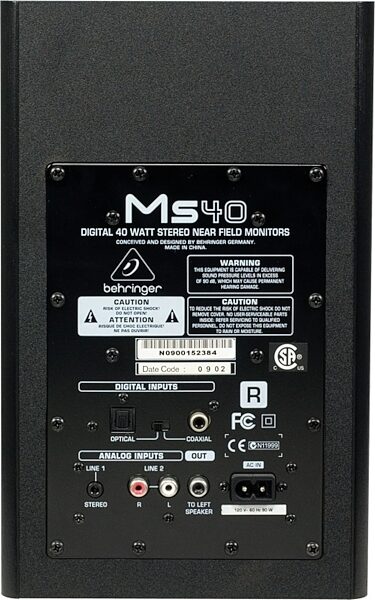 open zoom image for Behringer MS40 Digital Monitors (40 Watts), Rear