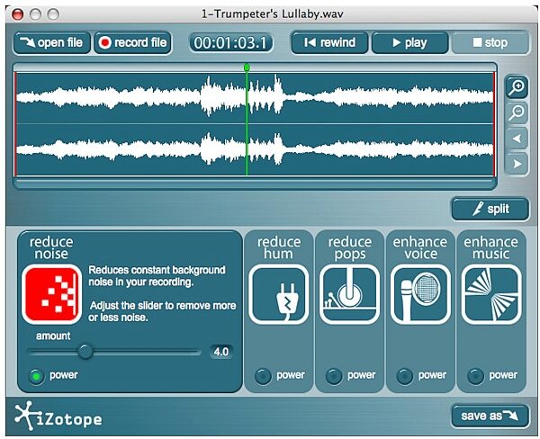 open zoom image for iZotope Music & Speech Cleaner Software (Mac and Windows), Screenshot 1