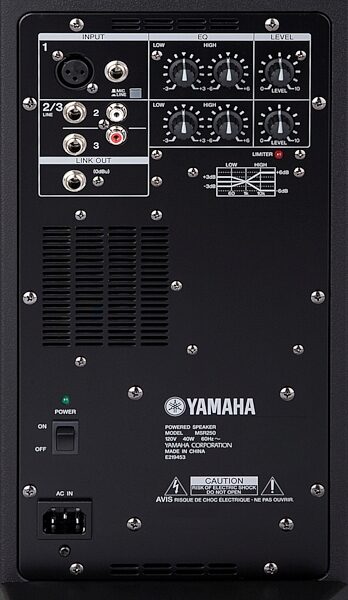 open zoom image for Yamaha MSR250 Powered PA Cabinet (250 Watts, 1x10"), Rear