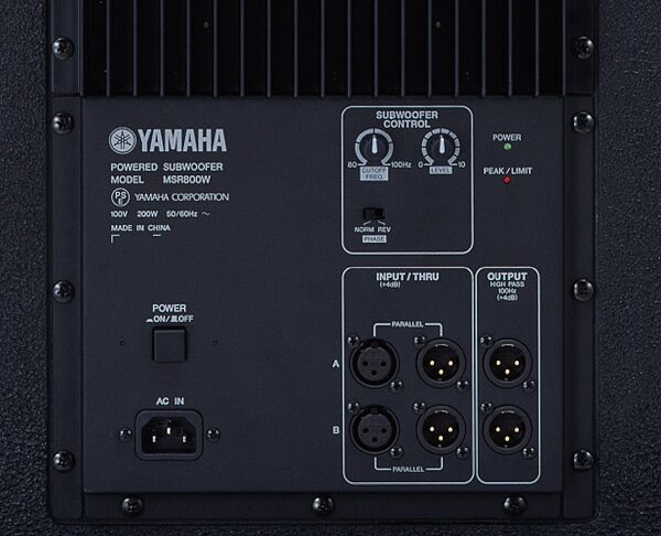 open zoom image for Yamaha MSR800W Powered Subwoofer (800 Watts, 1x15"), Back Panel
