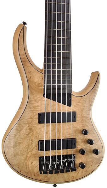 open zoom image for MTD Kingston Z6 Fretless Electric Bass, 6-String, Natural Burl, Action Position Back