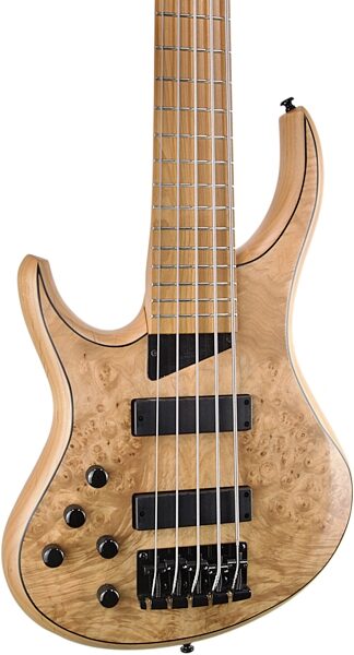 open zoom image for MTD Kingston Z5 Electric Bass, 5-String (Left-Handed), Natural Burl, Action Position Back