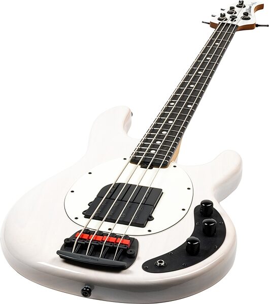open zoom image for Ernie Ball Music Man Tim Commerford StingRay Electric Bass - Passive Electronics Model (with Mono Soft Shell Bag), White, Action Position Back