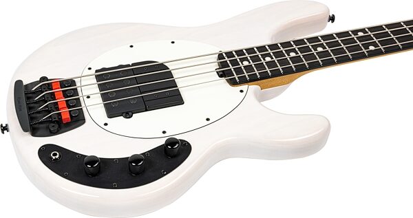 open zoom image for Ernie Ball Music Man Tim Commerford StingRay Electric Bass - Passive Electronics Model (with Mono Soft Shell Bag), White, Action Position Back