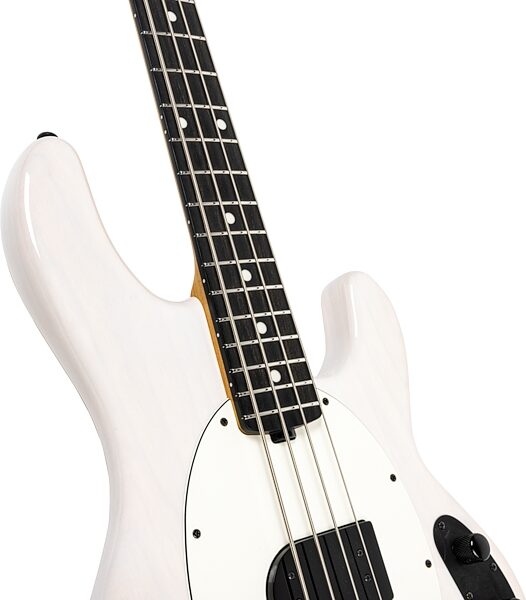 open zoom image for Ernie Ball Music Man Tim Commerford StingRay Electric Bass - Passive Electronics Model (with Mono Soft Shell Bag), White, Action Position Back