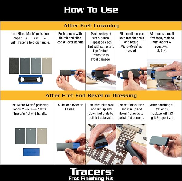 open zoom image for Music Nomad MN860 Tracers Fret Finishing Kit, 6-Piece, Action Position Back