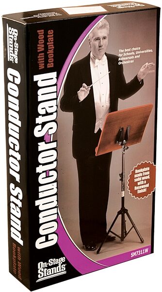 open zoom image for On-Stage SM7311W Conductor Music Stand with Wood Backplate, Box