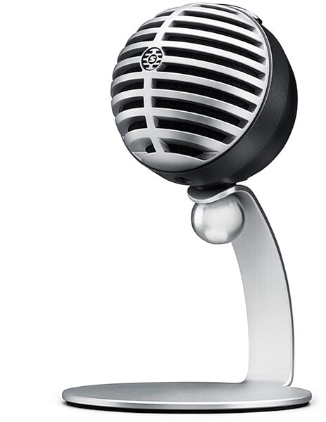 open zoom image for Shure MOTIV MV5 Digital Condenser Microphone (with Lightning and USB-A Cables), Gray, Open Box (Like New), Gray on Stand