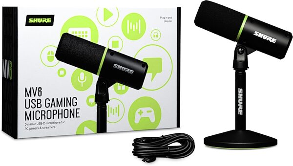 open zoom image for Shure MV6 Dynamic Cardioid USB Gaming Microphone, Black, Action Position Back