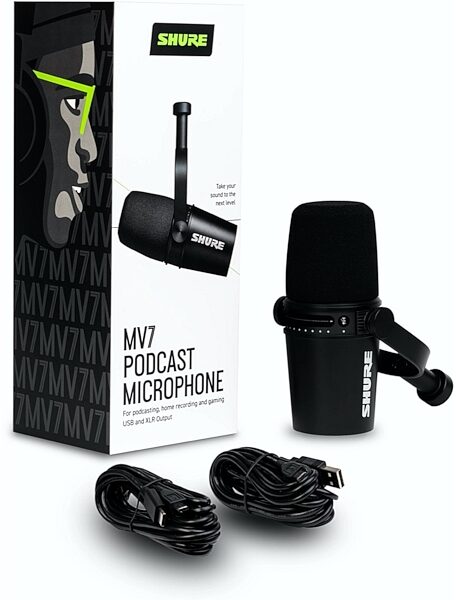 open zoom image for Shure MOTIV MV7 Dynamic Cardioid USB and XLR Podcast Microphone, Black, MV7-K, Open Box (Like New), Alt