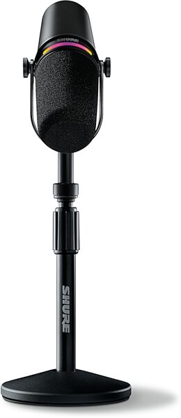 open zoom image for Shure MV7+ Podcast Kit with Hybrid USB/XLR Microphone and Stand, Black, MV7+-K-BNDL, Action Position Back