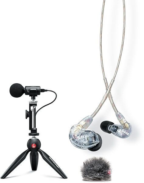 open zoom image for Shure MOTIV MV88 Plus Portable Videography Kit (With SE215 Earphones and AMV88-Fur Windjammer), New, Action Position Back