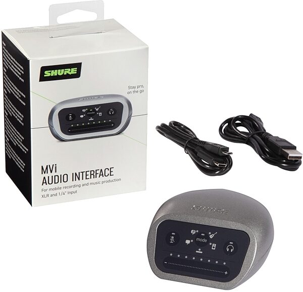 open zoom image for Shure MOTIV MVi Digital Audio Interface (with USB-A and USB-C Cables), Open Box (Very Good), Package Contents