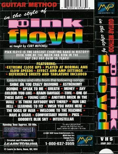 open zoom image for Guitar Method In The Style Of Pink Floyd Video, Back Cover