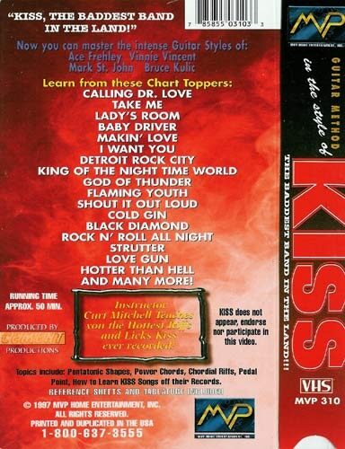 open zoom image for Guitar Method In The Style Of Kiss Video, Back Cover