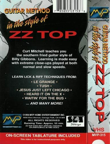 open zoom image for Guitar Method In The Style Of ZZ Top Video, Back Cover