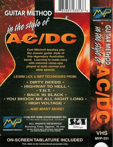 open zoom image for Guitar Method in the Style of AC/DC Video, Back Cover